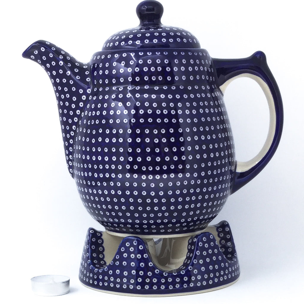 Tall Teapot 2 qt in Blue Elegance