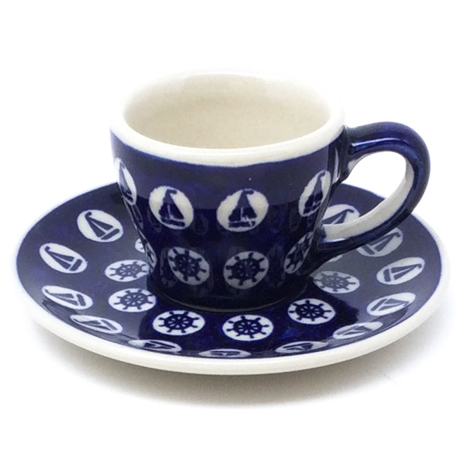 Espresso Cup w/Saucer 2 oz in Nautical Blue