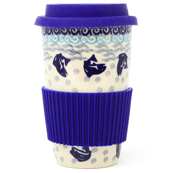 Travel Cup 14 oz in Blue Fish