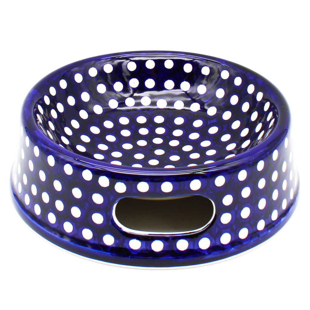 Lg Dog Bowl in White Polka-Dot