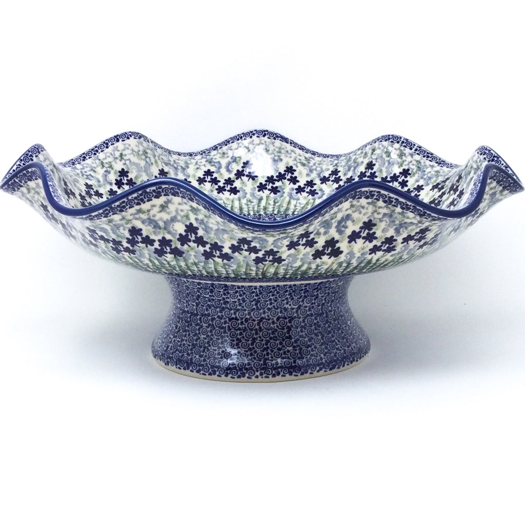 Fluted Pedestal Bowl in Alpine Blue