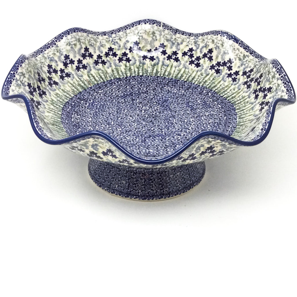 Fluted Pedestal Bowl in Alpine Blue