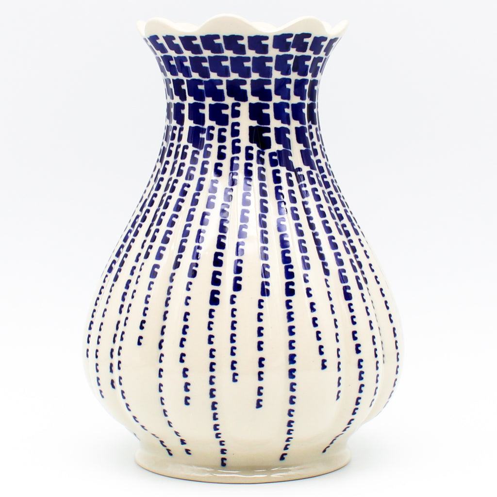 Scalloped Vase in Blue Rain