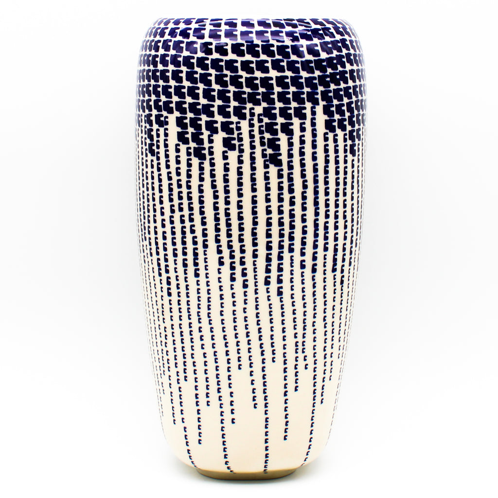 Lg Modern Vase in Blue Rain