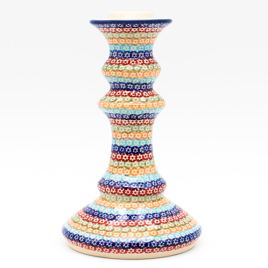 Tall Candle Holder in Multi-Colored Flowers