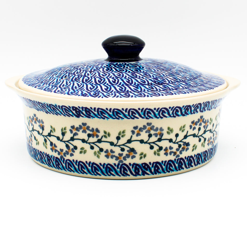 Round Covered Server 3 qt in Blue Meadow