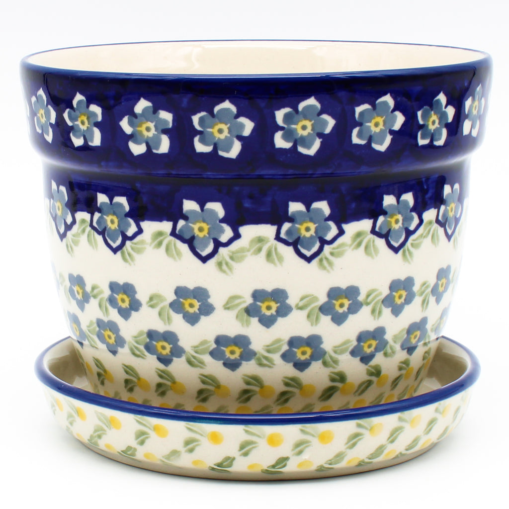 Md Flower Pot w/Plate in Periwinkle