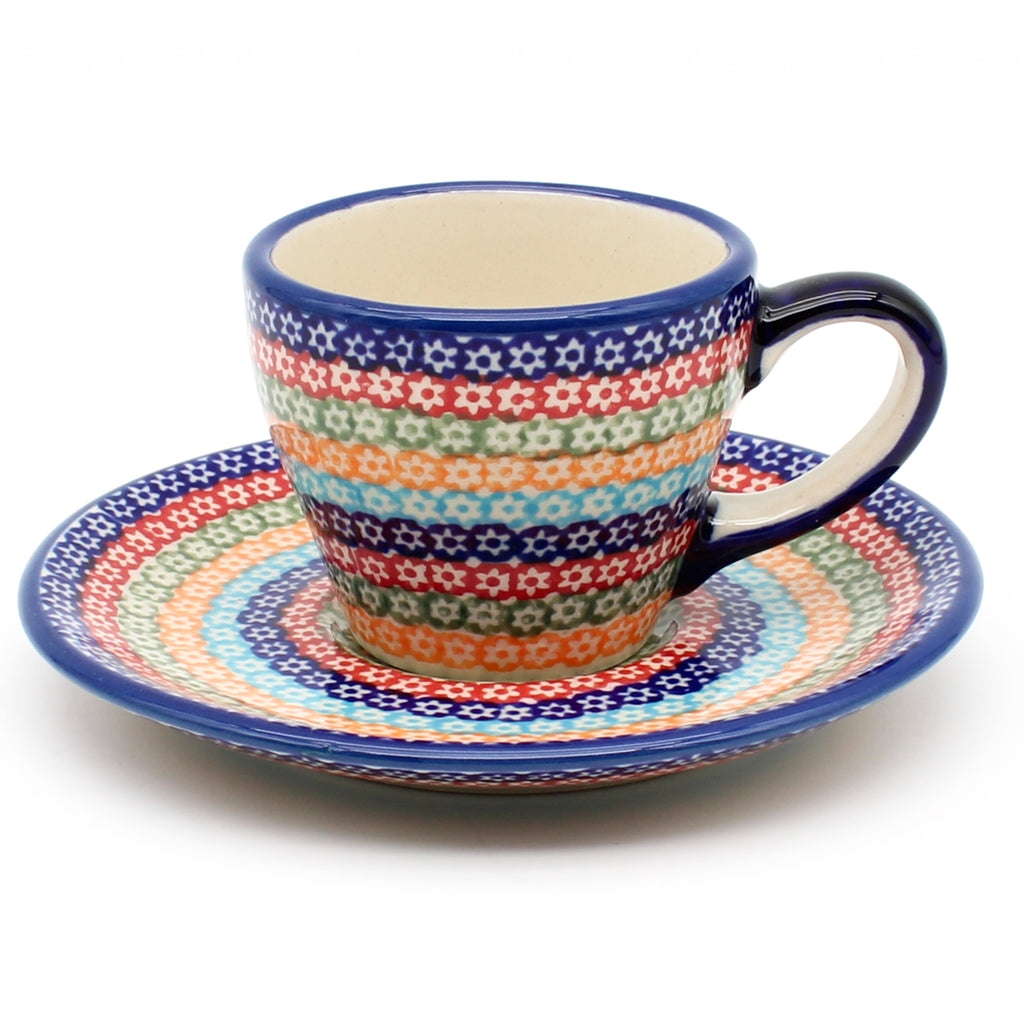 Espresso Cup w/Saucer 2 oz in Multi-Colored Flowers