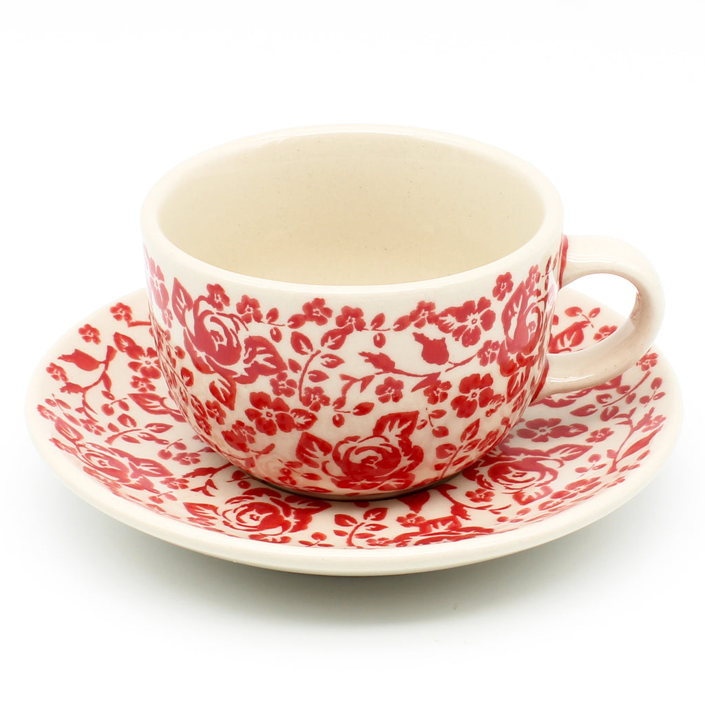 Cappuccino Cup w/Saucer 6.5 oz in Antique Red