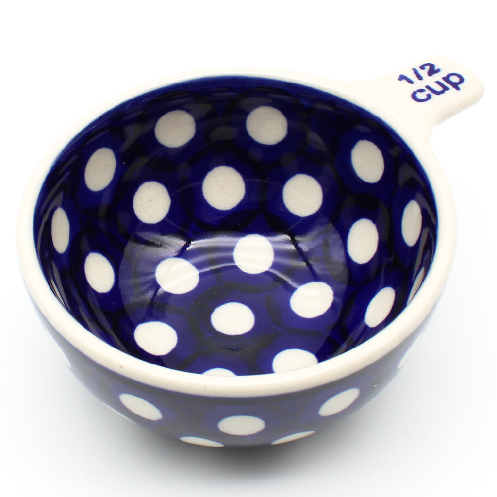 Measuring Cup- 1/2 Cup in White Polka-Dot