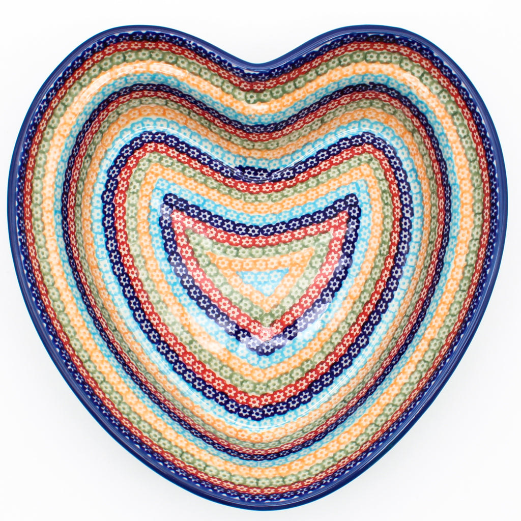 Lg Hanging Heart Dish in Multi-Colored Flowers