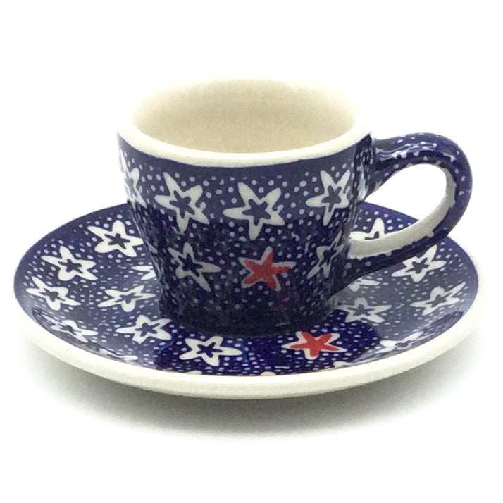 Espresso Cup w/Saucer 2 oz in Red Starfish
