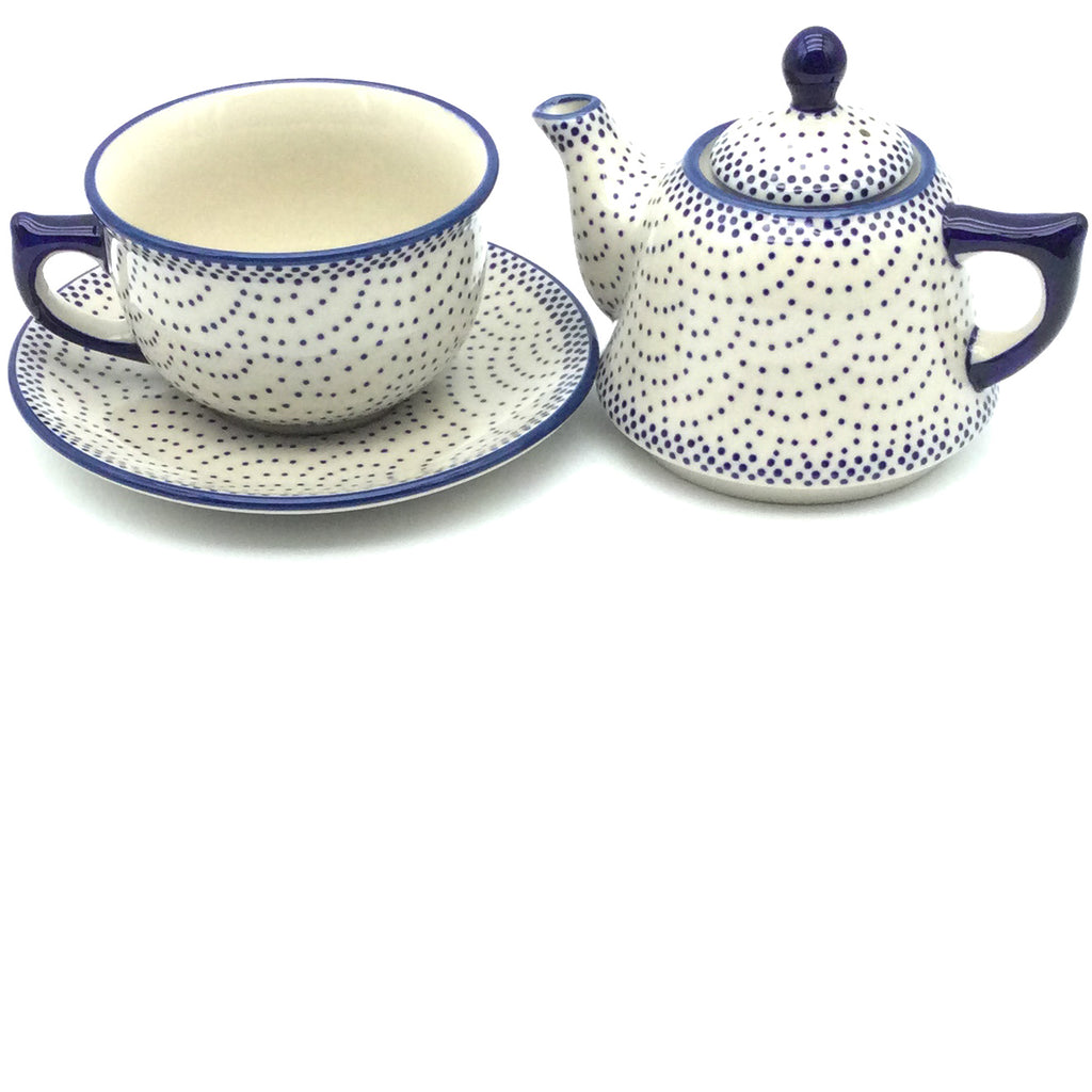 Teapot w/Cup & Saucer in Simple Elegance