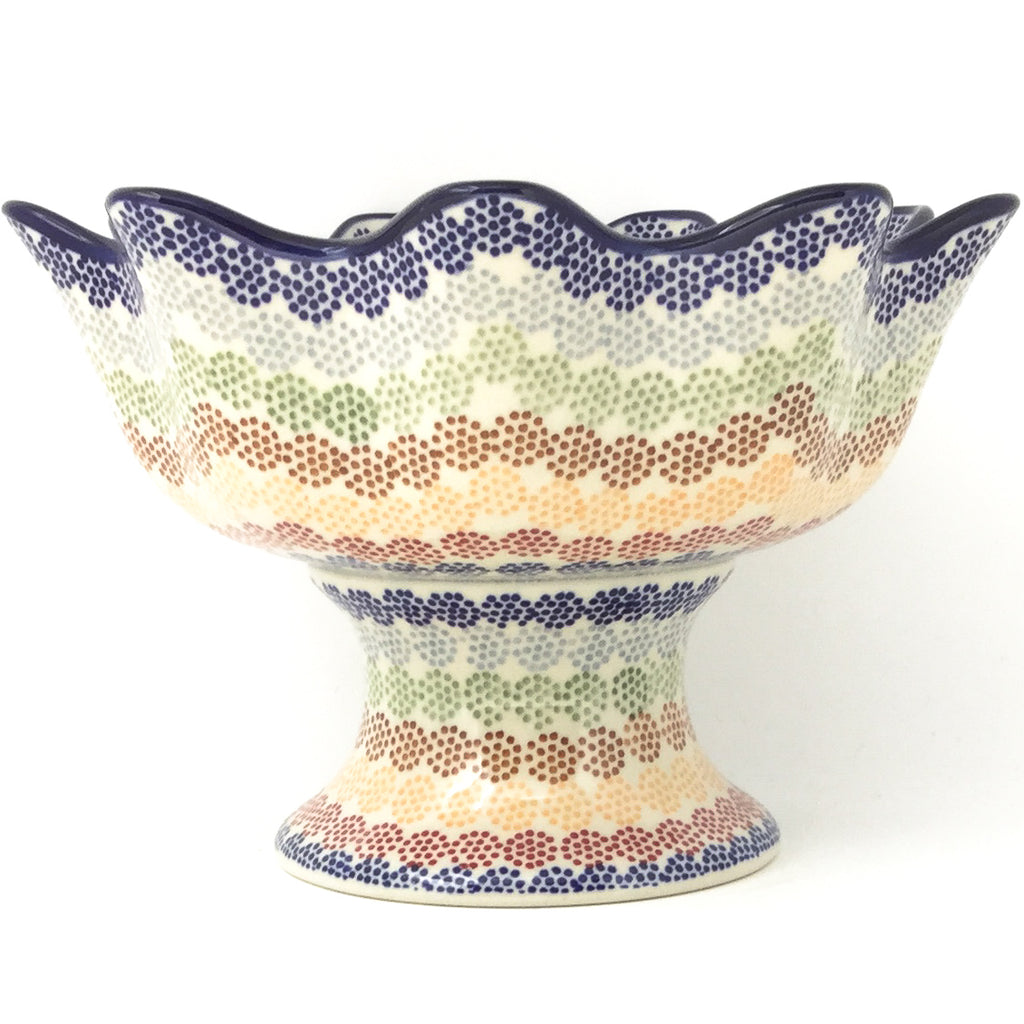 Pedestal Berry Bowl in Modern Dots