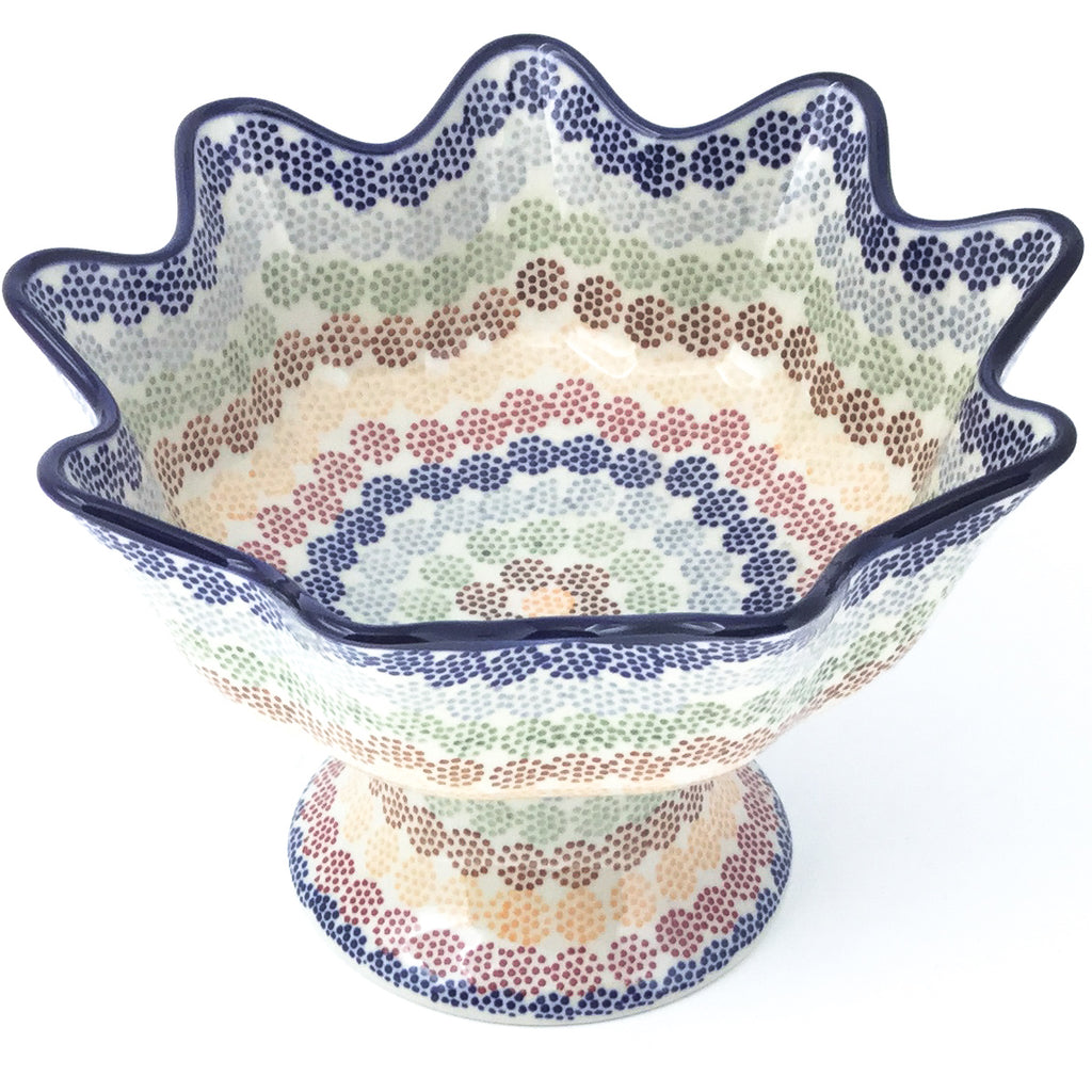 Pedestal Berry Bowl in Modern Dots