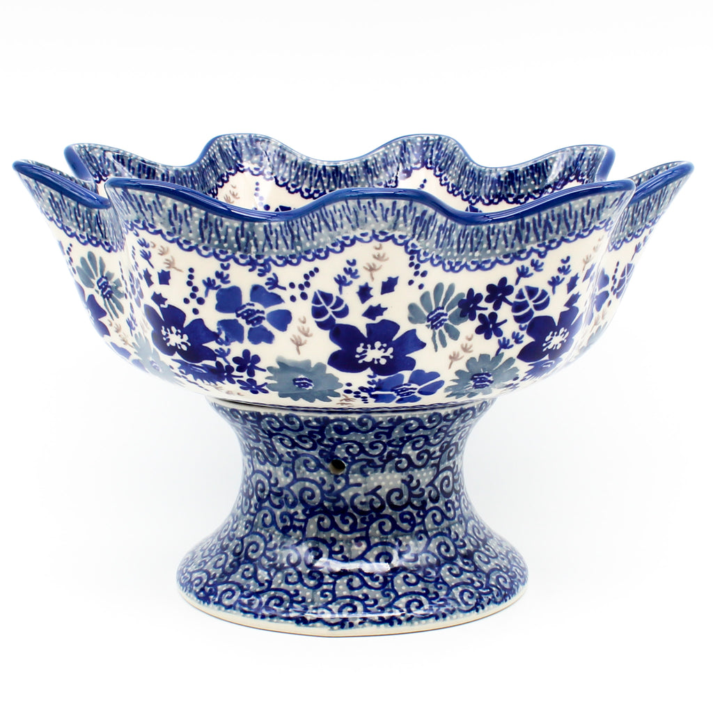 Pedestal Berry Bowl in Stunning Blue