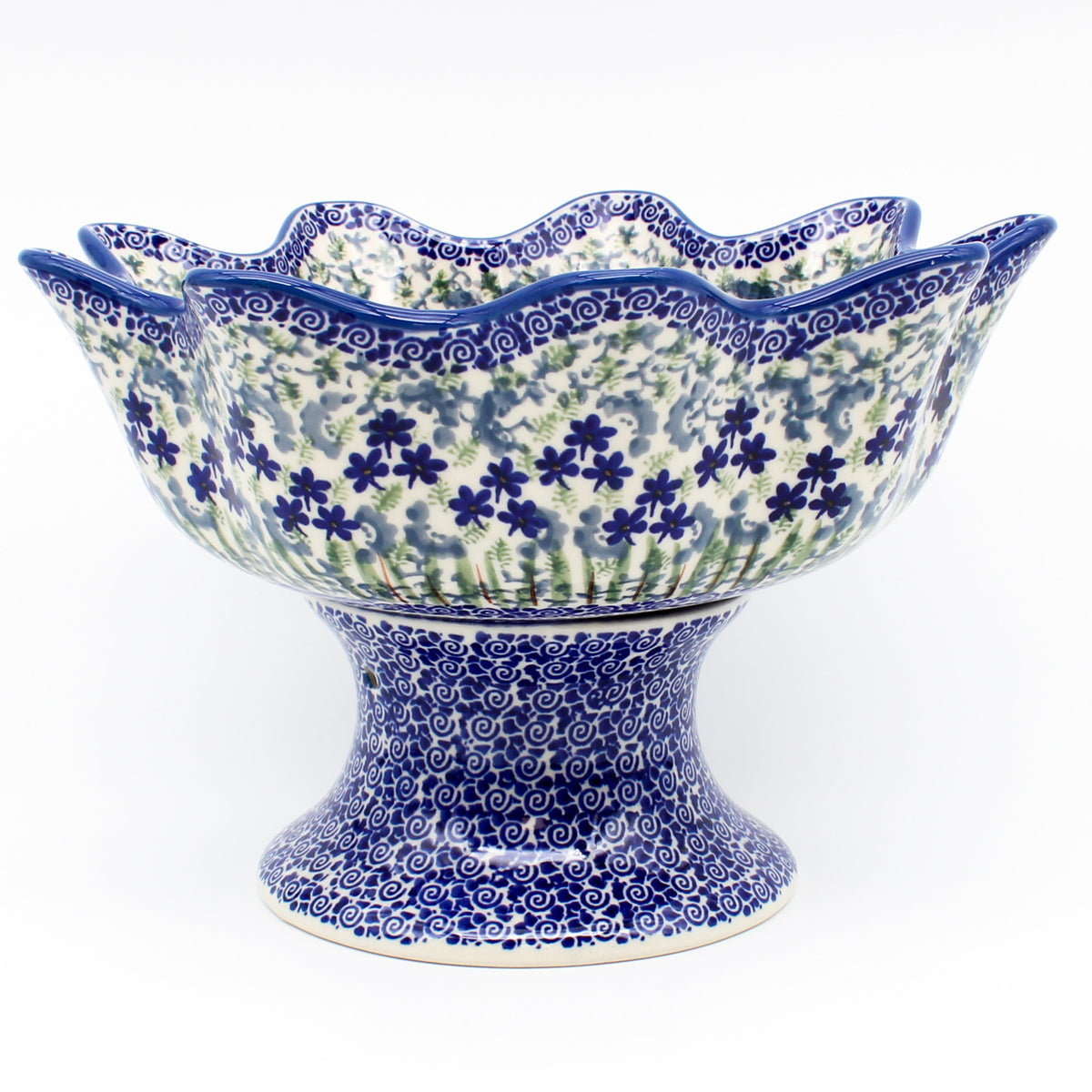 Pedestal Berry Bowl in Alpine Blue