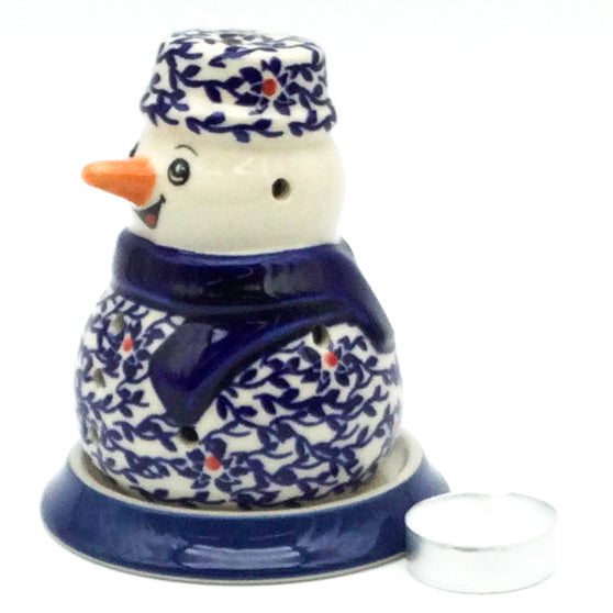 Snowman Tea Candle Holder in Touch of Red