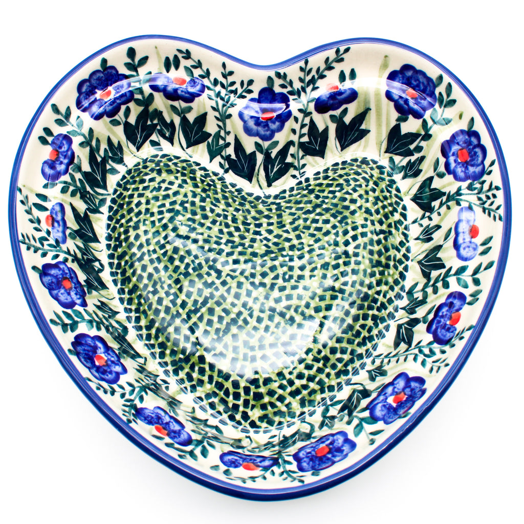 Lg Hanging Heart Dish in Gil's Blue