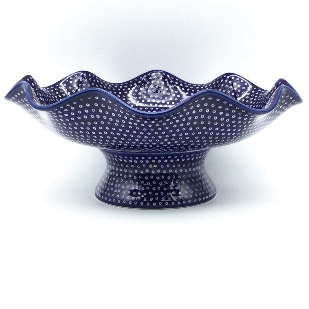 Fluted Pedestal Bowl in Blue Elegance
