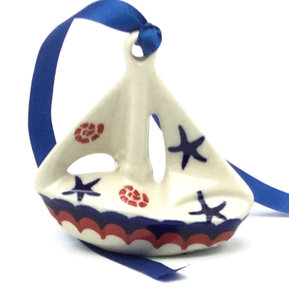 Sailboat-Ornament in Blue Sail