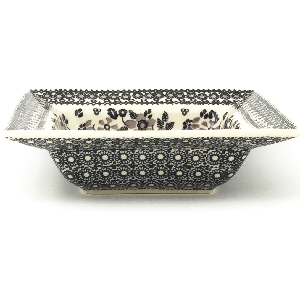 Square Soup Plate in Gray & Black