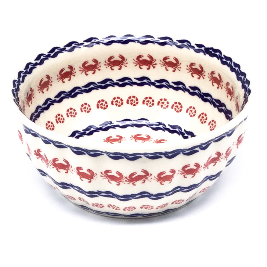 Scalloped Bowl 48 oz in Red Crab