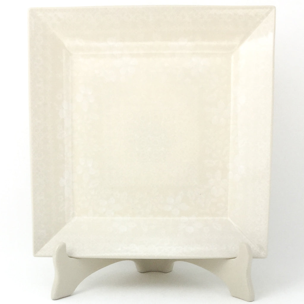 Square Dinner Plate in White on White