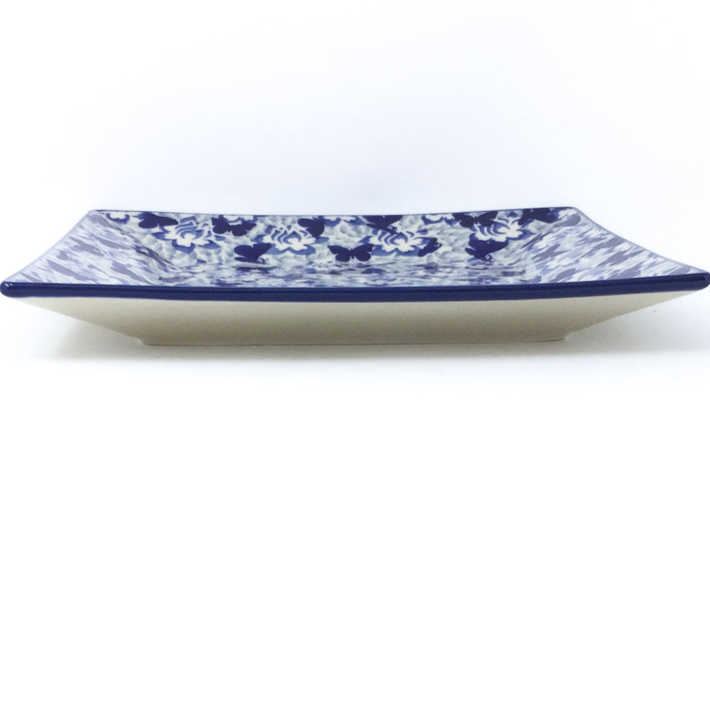 Square Dinner Plate in Blue Butterfly
