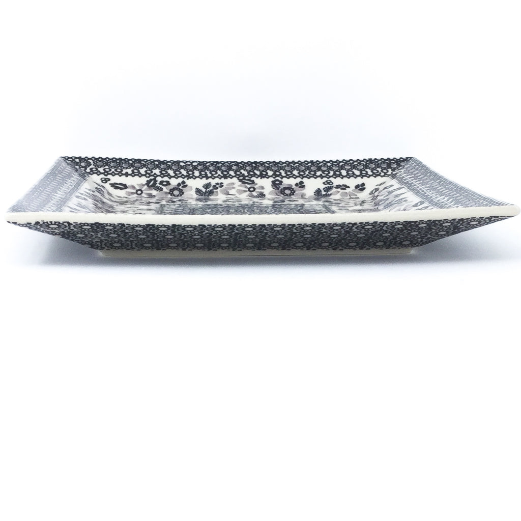 Square Dinner Plate in Gray & Black