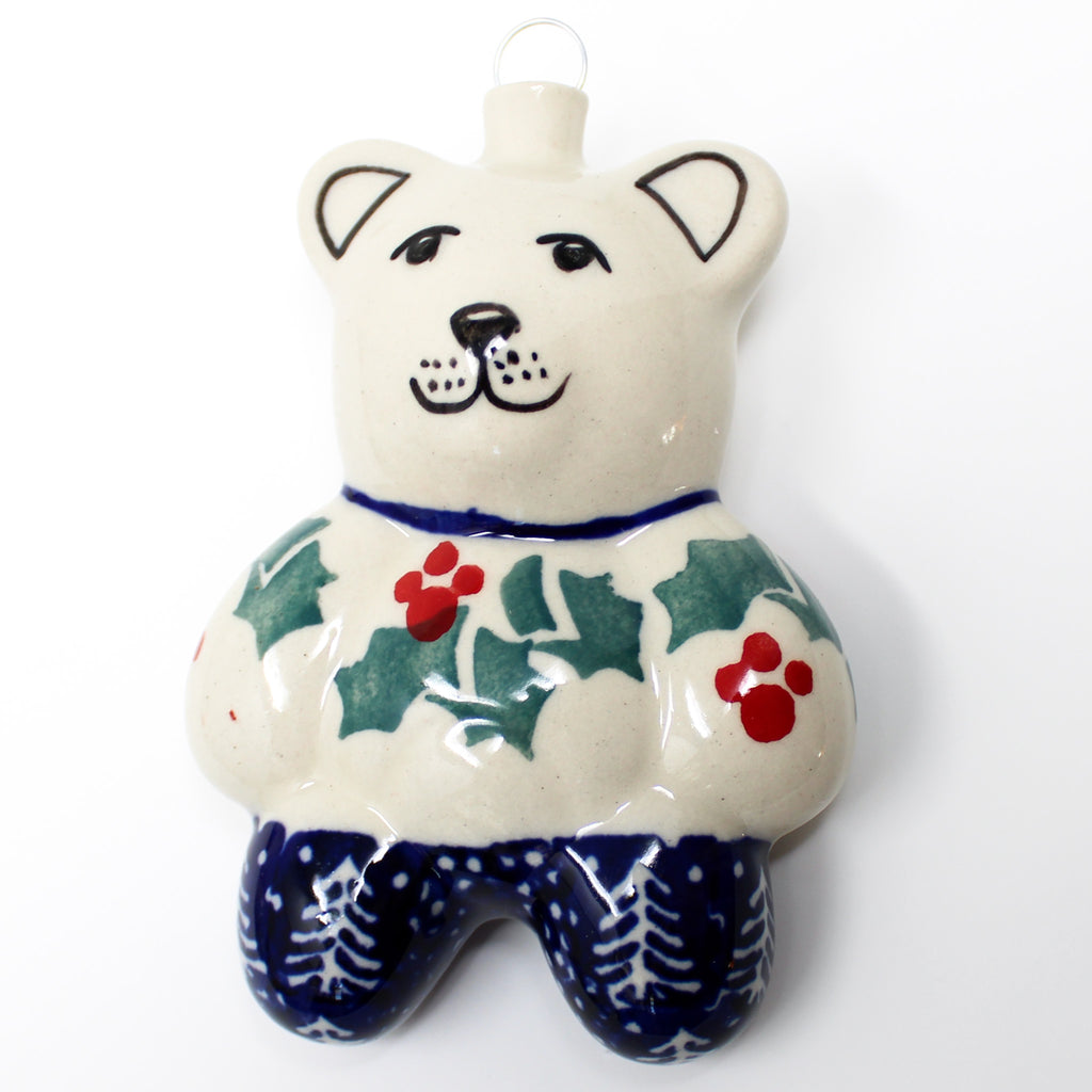 Teddy Bear-Ornament in Winter Holly