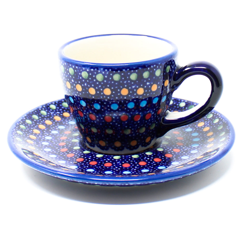 Espresso Cup w/Saucer 2 oz in Multi-Colored Dots