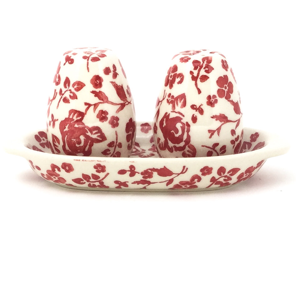 Salt & Pepper Set w/Tray in Antique Red