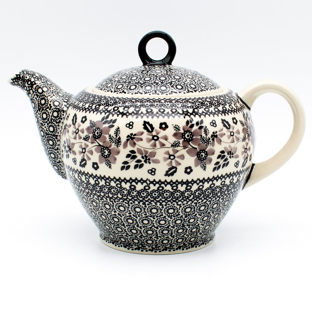 Victorian Teapot 1.75 qt in Gray & Black