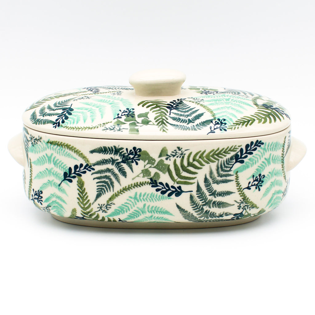 Covered Oval Baker 2 qt in Ferns