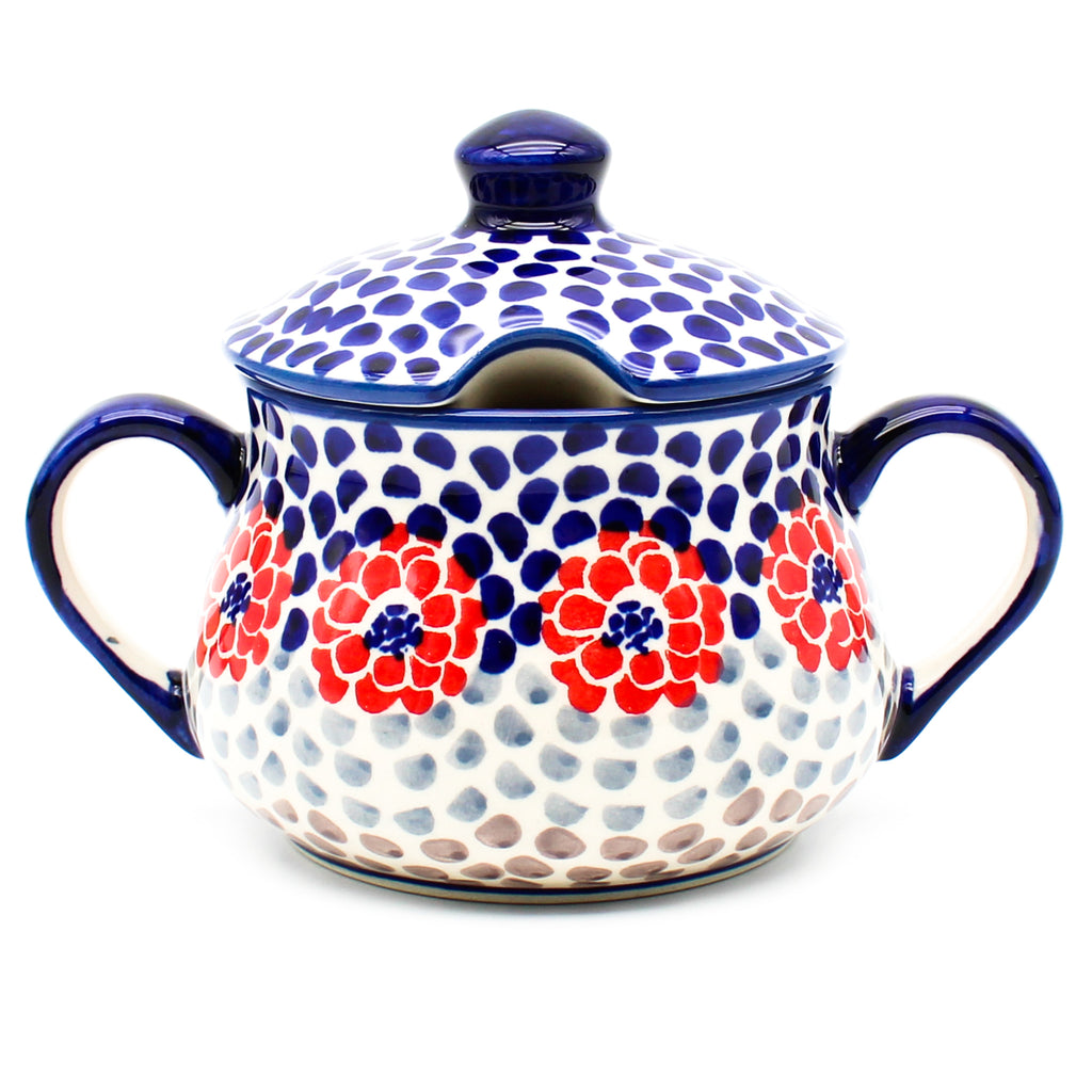 Family Style Sugar Bowl 14 oz in Red Zinnia
