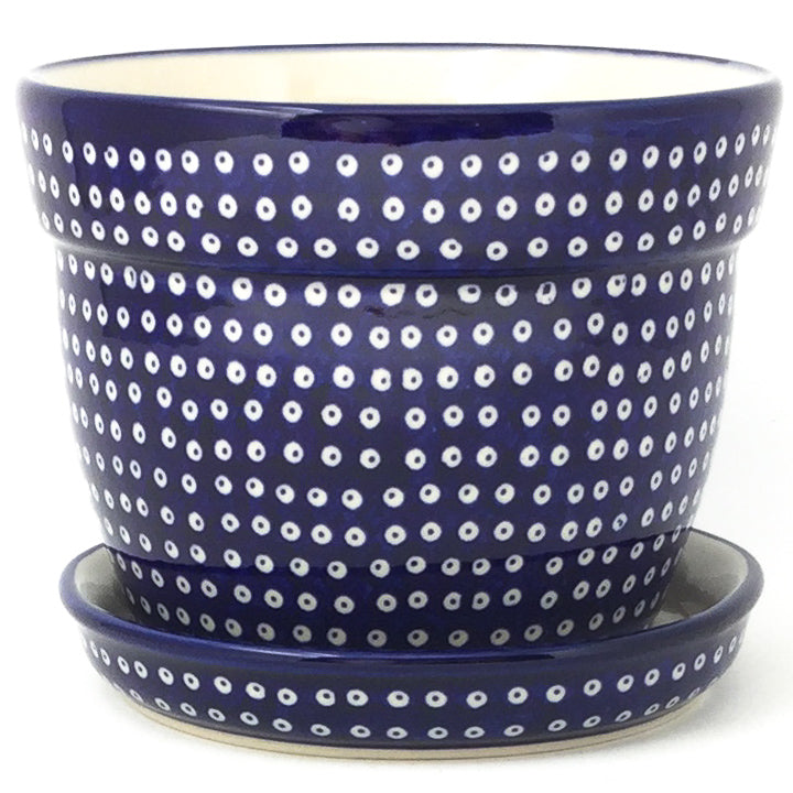 Md Flower Pot w/Plate in Blue Elegance