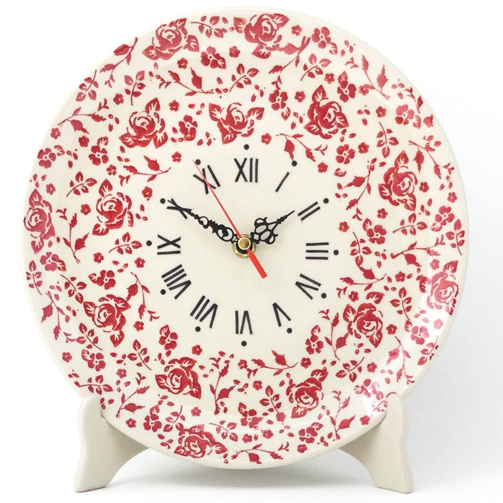 Plate Wall Clock in Antique Red