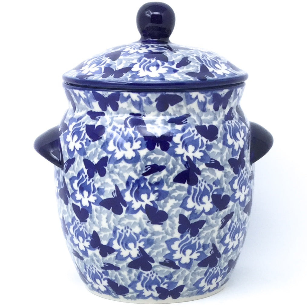 Sm Canister w/Handles in Blue Butterfly