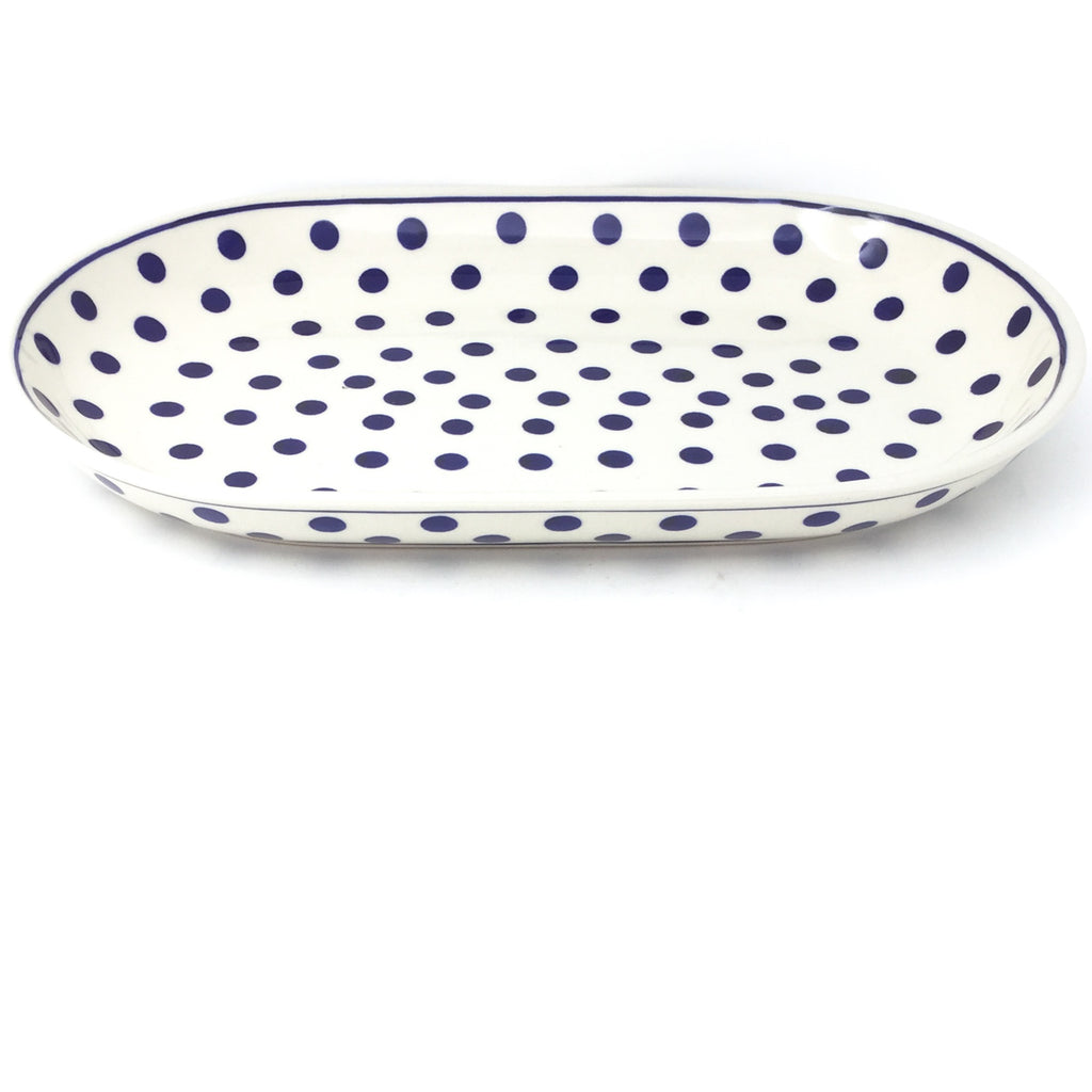Md Oval Platter in Blue Polka-Dot