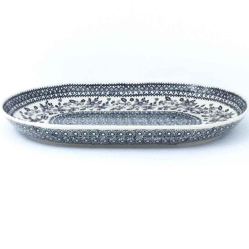 Lg Oval Platter in Gray & Black