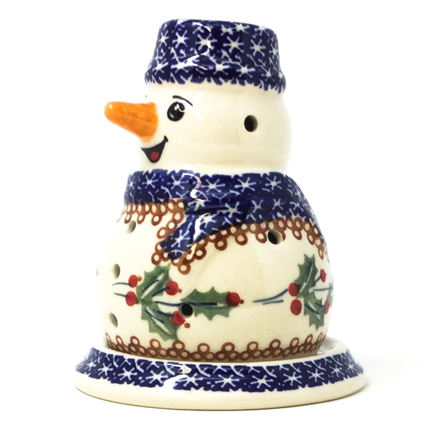 Snowman Tea Candle Holder in Holly