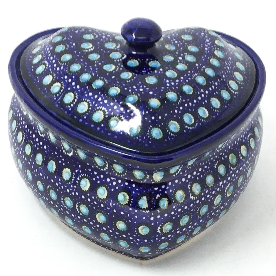 Polish Pottery Heart Covered Server 2 qt in Blue Moon Blue Moon