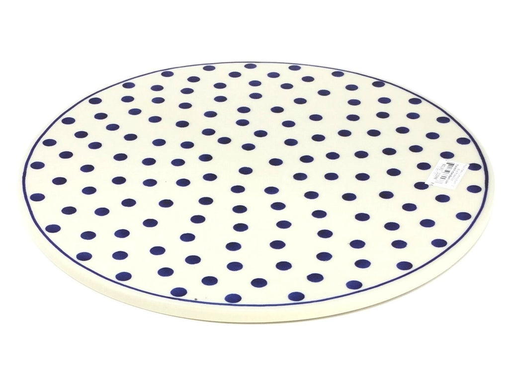 Polish Pottery Rd Pizza Plate 12" in Blue Polka-Dot Blue Polka-Dot